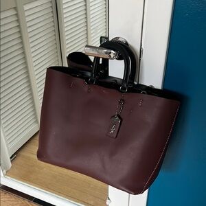 Coach Burgundy Leather Rogue Tote Bag